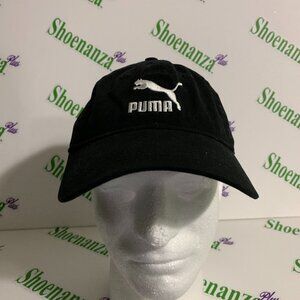 PUMA Hat Relaxed Fit Pre-Curved Bill Adjustable Strap Cap Black White One Size